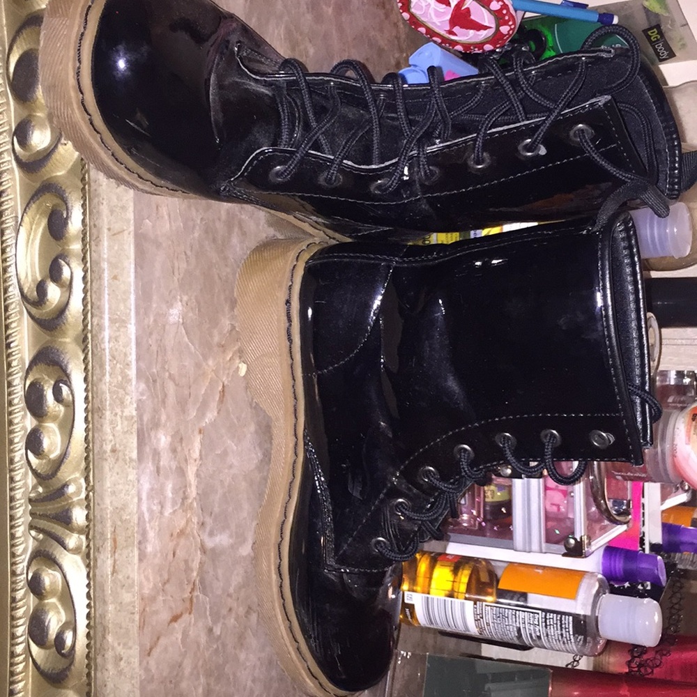 Black leather boots